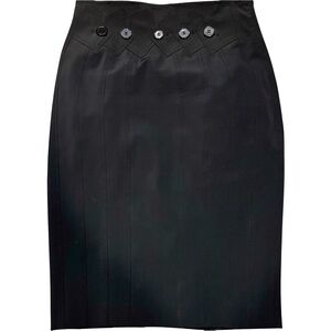 Karen Millen England Vintage Black Pencil Skirt With Nautical Buttons Size 6